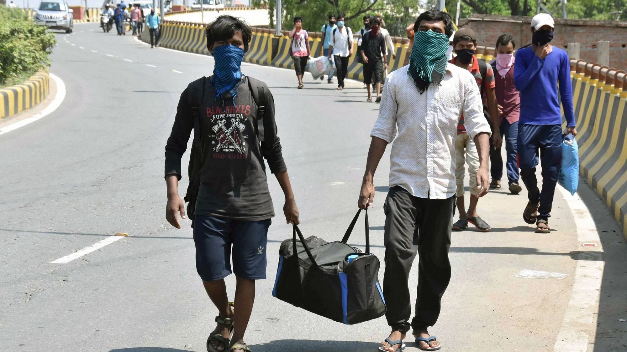 Migrant workers, arriving from various parts of country, walk to their native places, amid COVID-19. Image for representational purposes.
