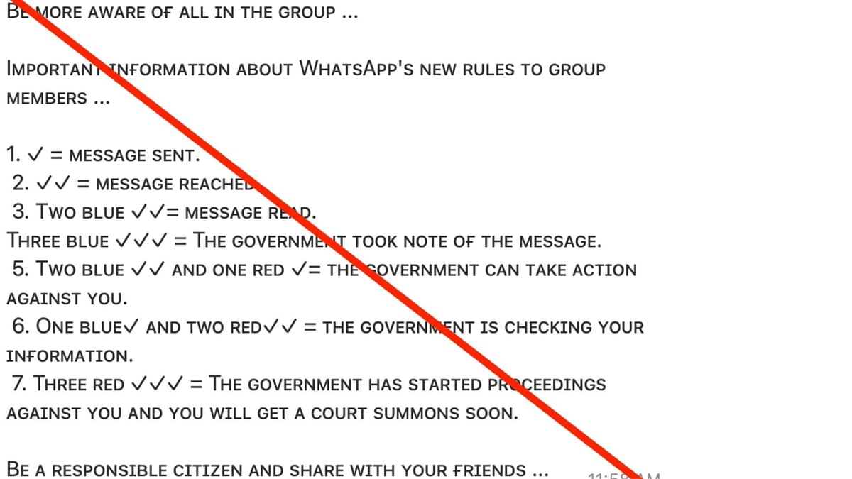 A false message about the government monitoring social media communication is being widely shared on WhatsApp.
