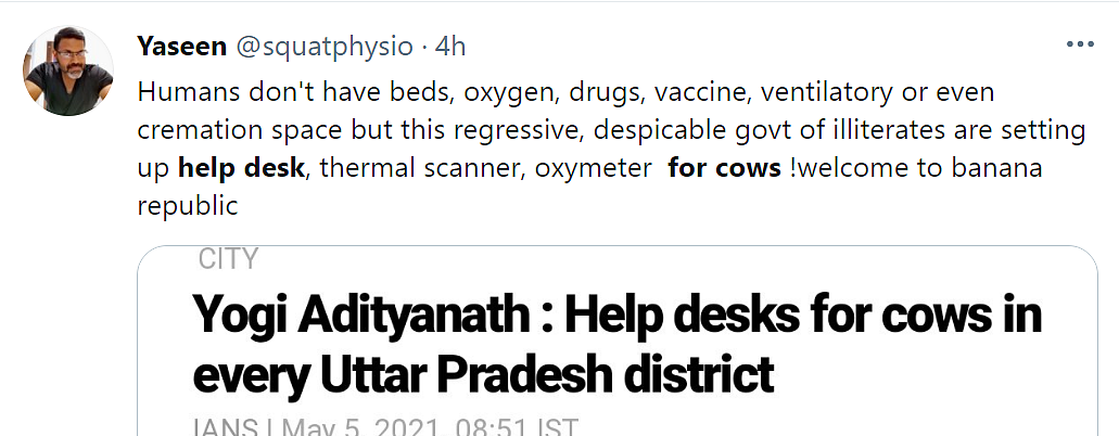 UP Govt Launches Help Desks for Cows Amid COVID, Twitter Reacts