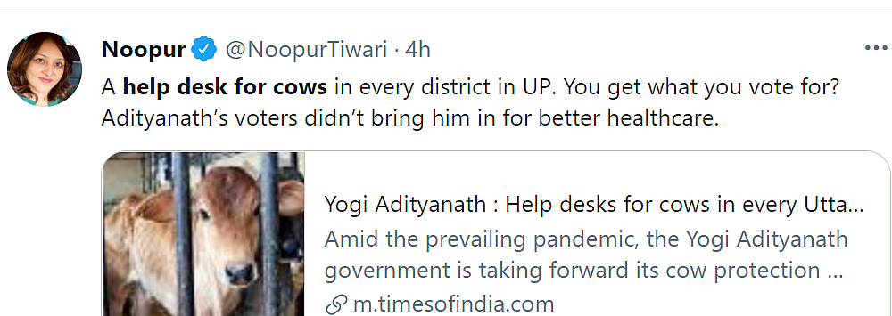 UP Govt Launches Help Desks for Cows Amid COVID, Twitter Reacts