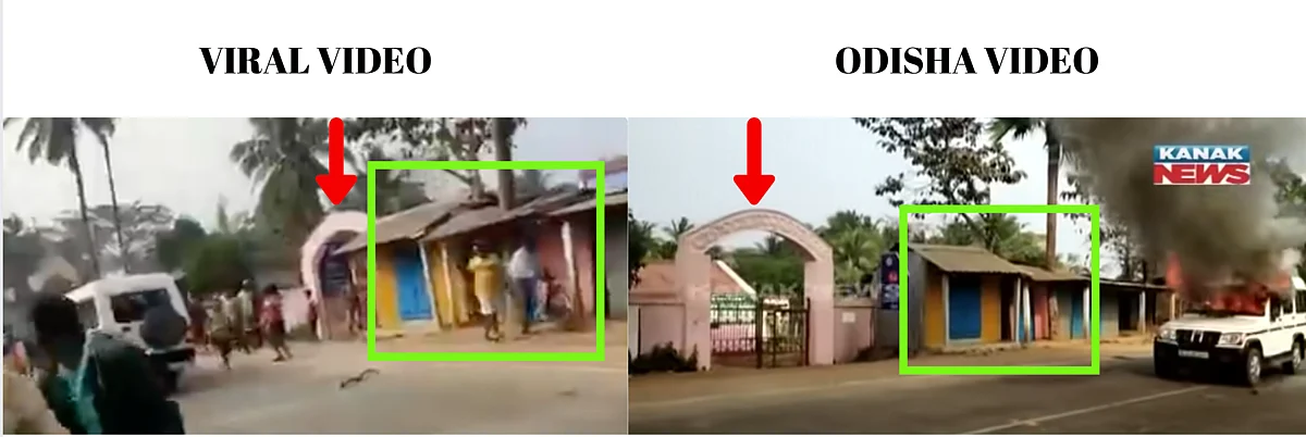 Left: Viral video. Right: Odisha video uploaded by Kanak News.