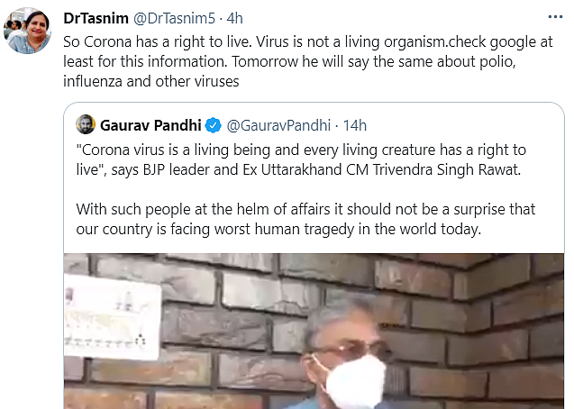 Ex Uttarakhand CM Says Even Virus Has Right to Live, Gets Trolled