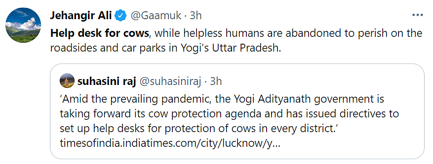 UP Govt Launches Help Desks for Cows Amid COVID, Twitter Reacts