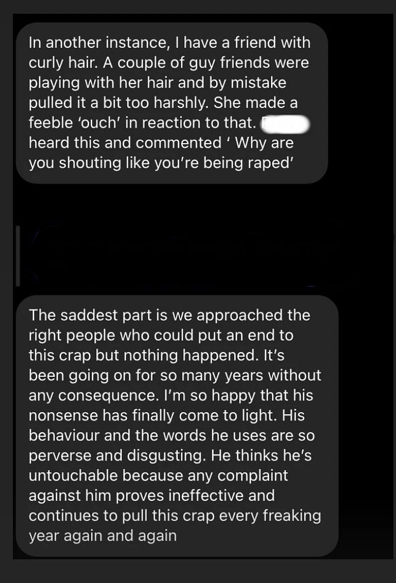 A student accuses the teacher of sexual harassment. 