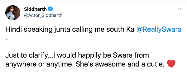 Swara Reacts to Siddharth Being Called 'South Ka Swara Bhasker'