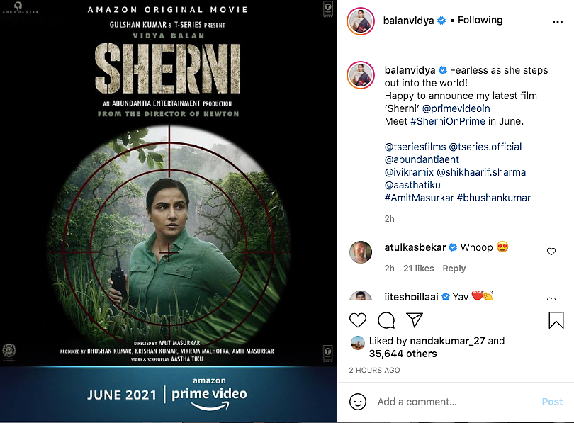 Vidya Balan Shares New Poster of 'Sherni'; Confirms OTT Release