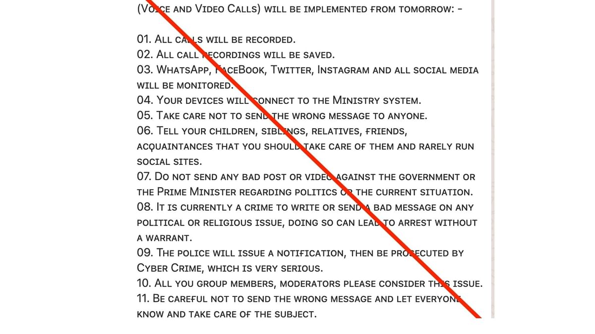 A false message about the government monitoring social media communication is being widely shared on WhatsApp.