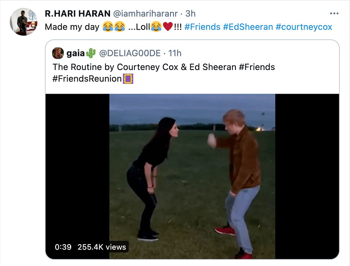 Ed Sheeran and Courteney Cox recreated the famous routine from 'Friends'