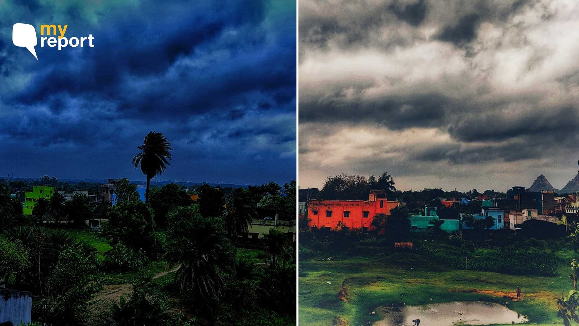 Raghunathpur is witnessing dark cloud accompanied with heavy rain, thunder and strong winds.