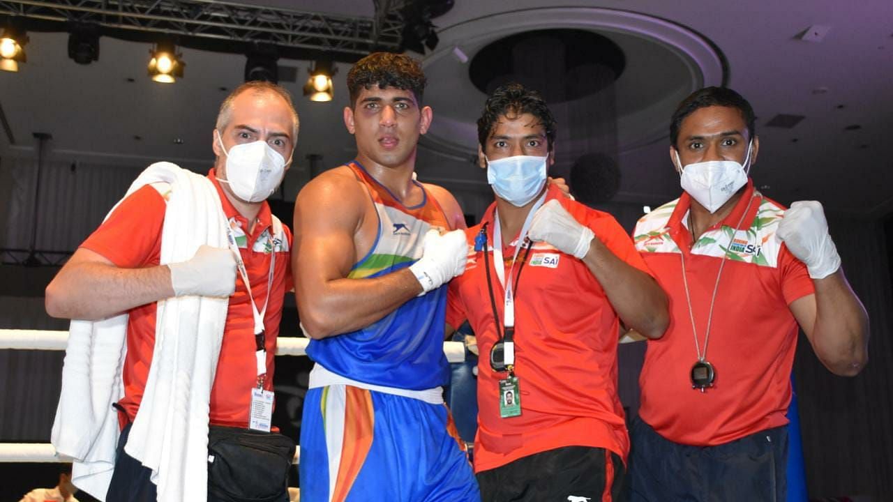 Sanjeet after winning Gold at the Asian Boxing Championship in Dubai&nbsp;