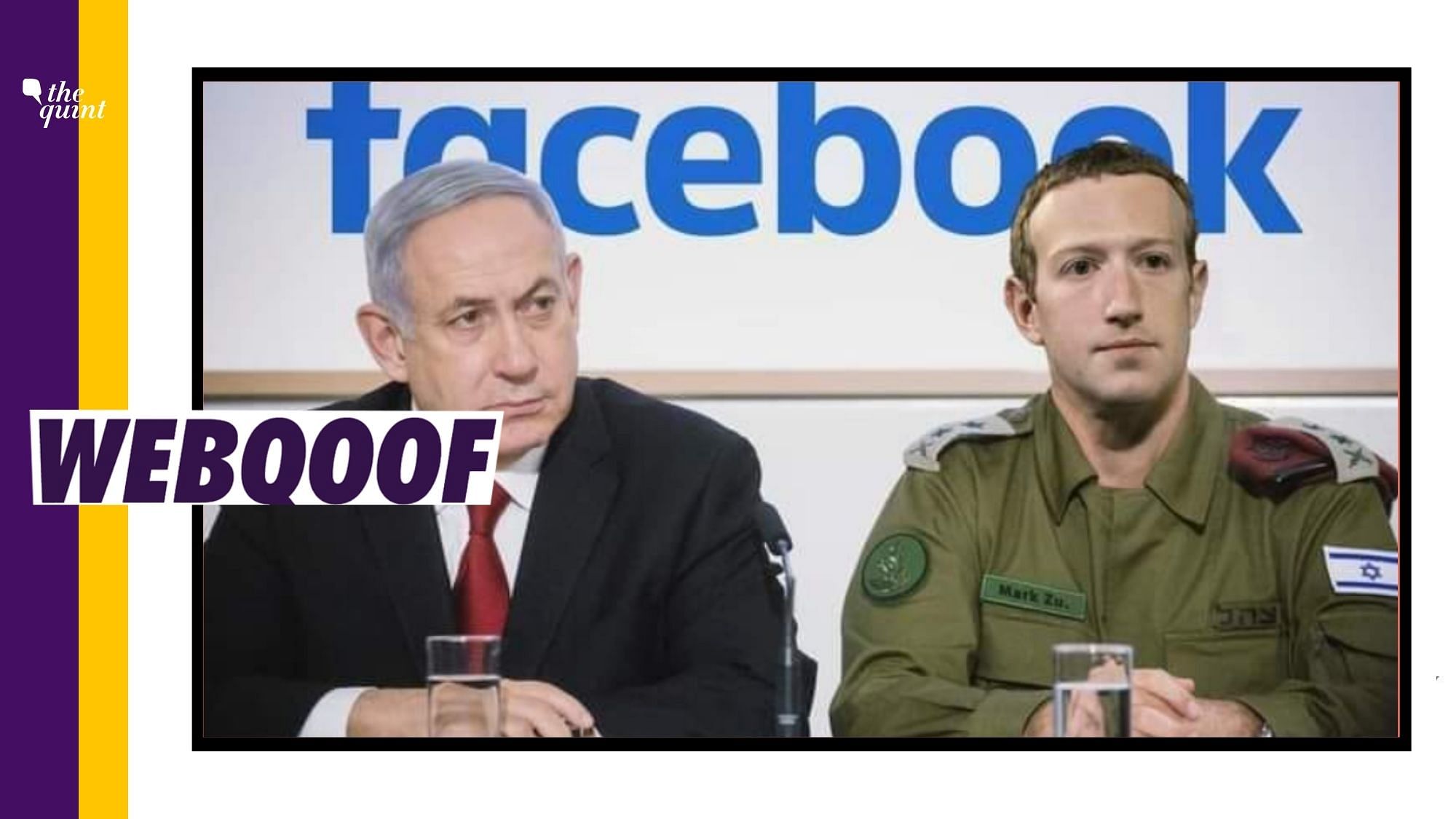 The photo is altered and Zuckerberg’s face is morphed on top of IDF chief of Staff Aviv Kohavi’ face.