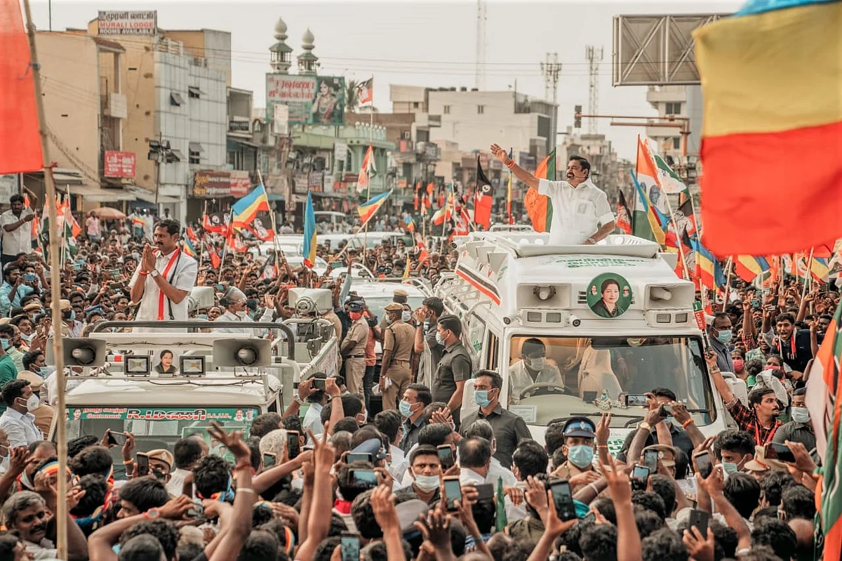 Edappadi K Palaniswamy campaigning during elections 2021.