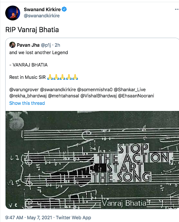 Veteran Composer Vanraj Bhatia Dies; Farhan, Others Pay Tributes