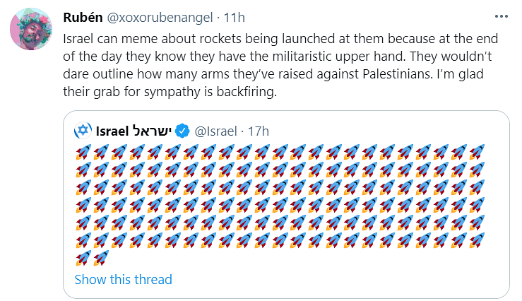 Israel tweeted more than a thousand rocket emojis that are now being called out for their insensitivity. 