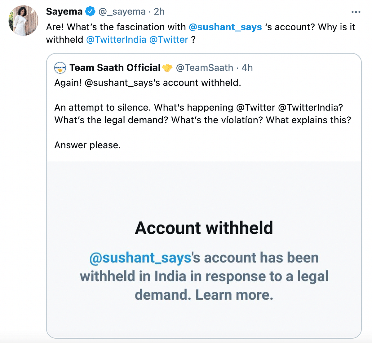 Sushant Singh's Twitter account was restored a few hours after being taken down without notice.