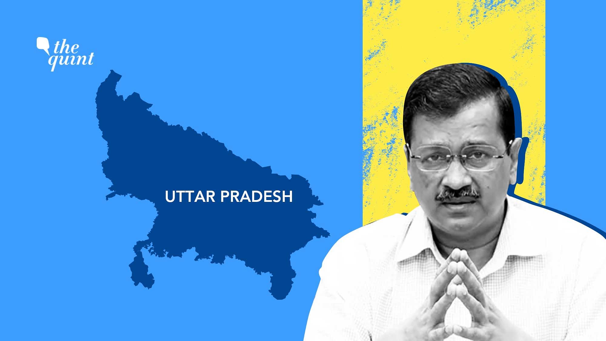 Image of UP map and Arvind Kejriwal used for representational purposes.