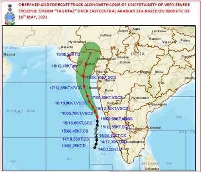 The cyclone is likely to make landfall in Gujarat on 18 May, the IMD said.