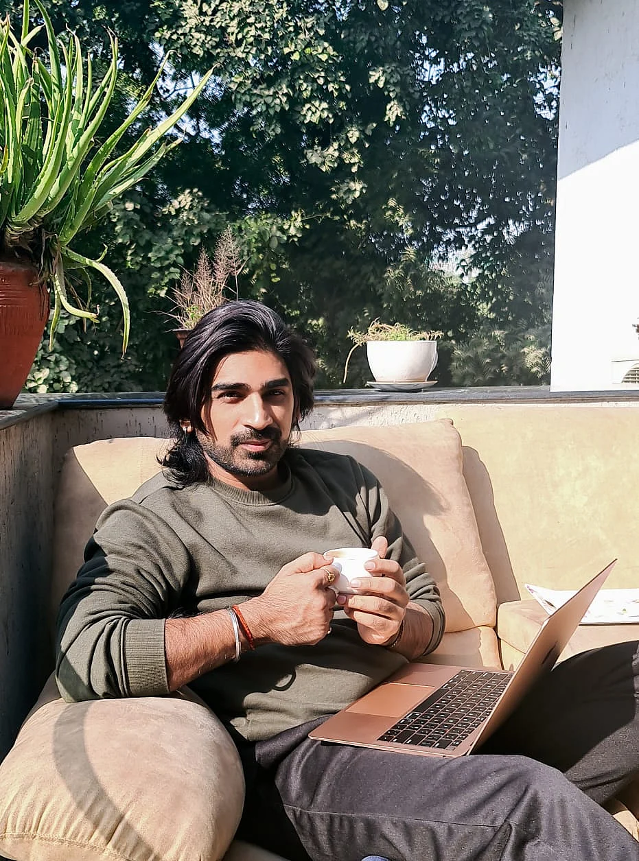 <div class="paragraphs"><p>Writer Sharad Tripathi working from home.</p></div>