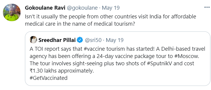 A travel company is offering Indians a trip to Russia with 2 jabs of the Sputnik V vaccine.