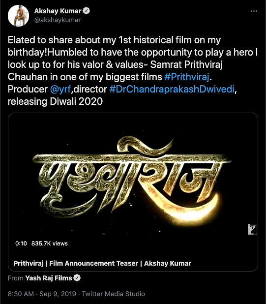 Karni Sena demands a title change for Akshay Kumar’s period film ‘Prithviraj’.