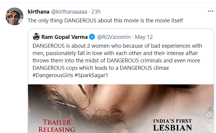 Twitter Is Unamused As RGV Releases Poster of 'Dangerous'