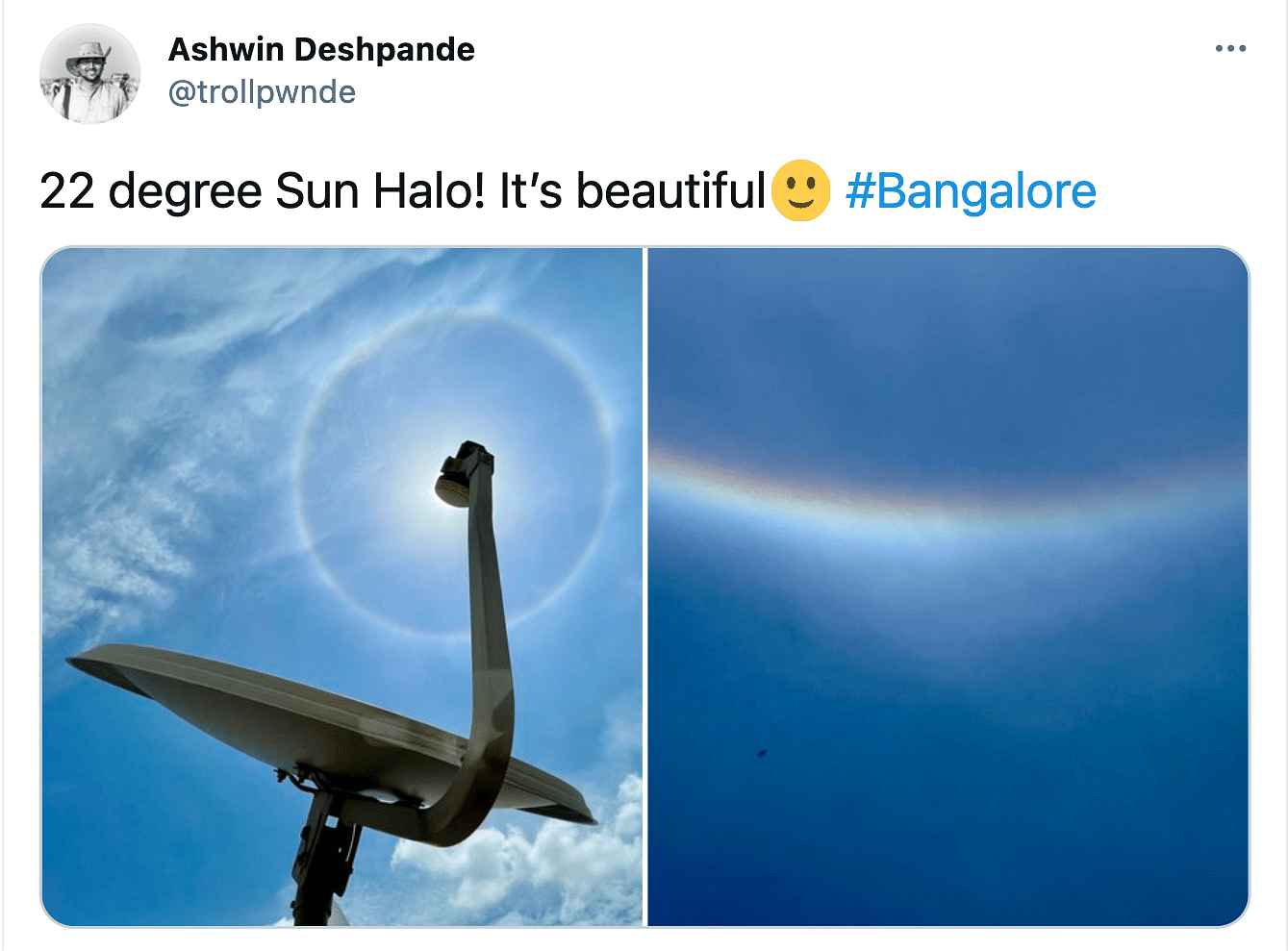 India Today - Bengaluru witnesses 22-degree 'Sun halo' A