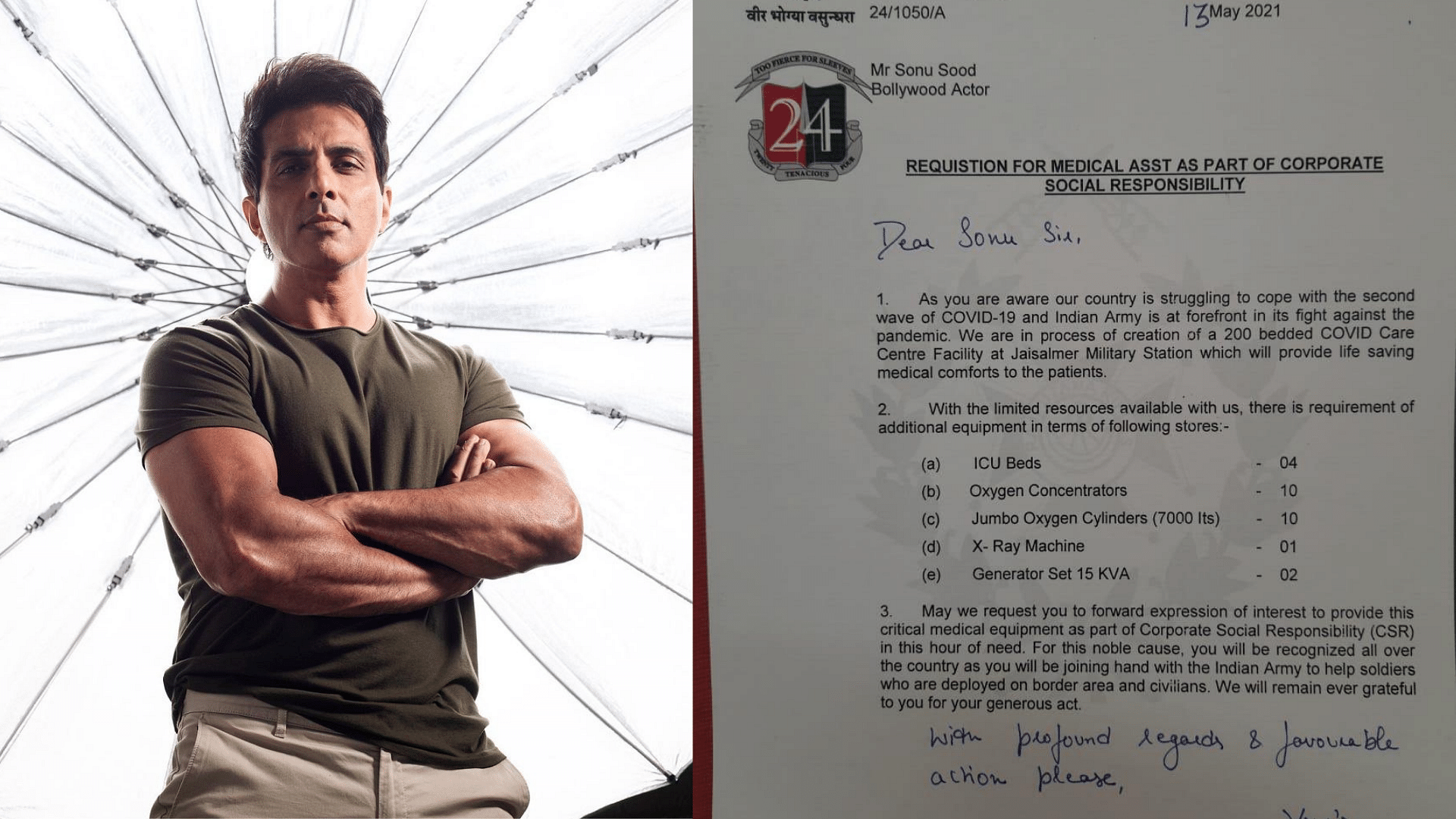 <div class="paragraphs"><p>Sonu Sood; Letter written by army CO</p></div>