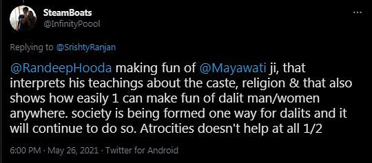 A video recently went viral wherein Randeep Hooda can be seen making a sexist and casteist 'joke' about Mayawati