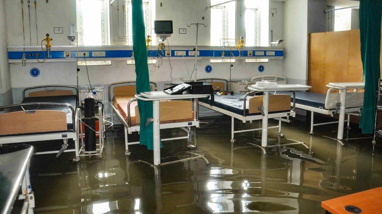 Flood-water seen inside Kakdwip Hospital after the landfall of cyclone Yaas, at Kakdwip in South 24 Paragnas.