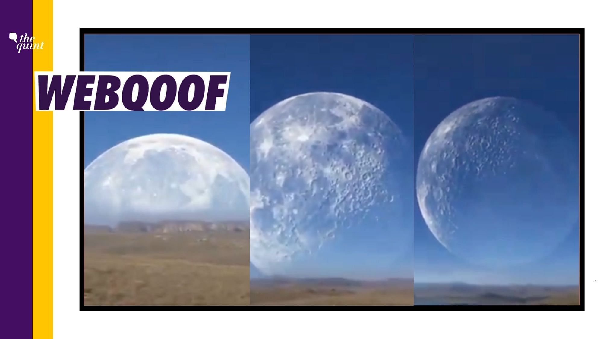 An animated video was used to falsely show the position of the moon between Russia and Canada.