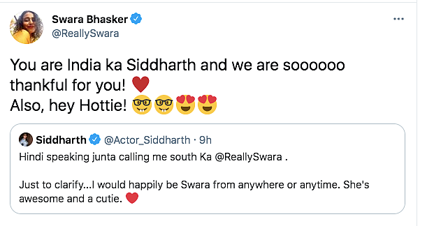 Swara Reacts to Siddharth Being Called 'South Ka Swara Bhasker'