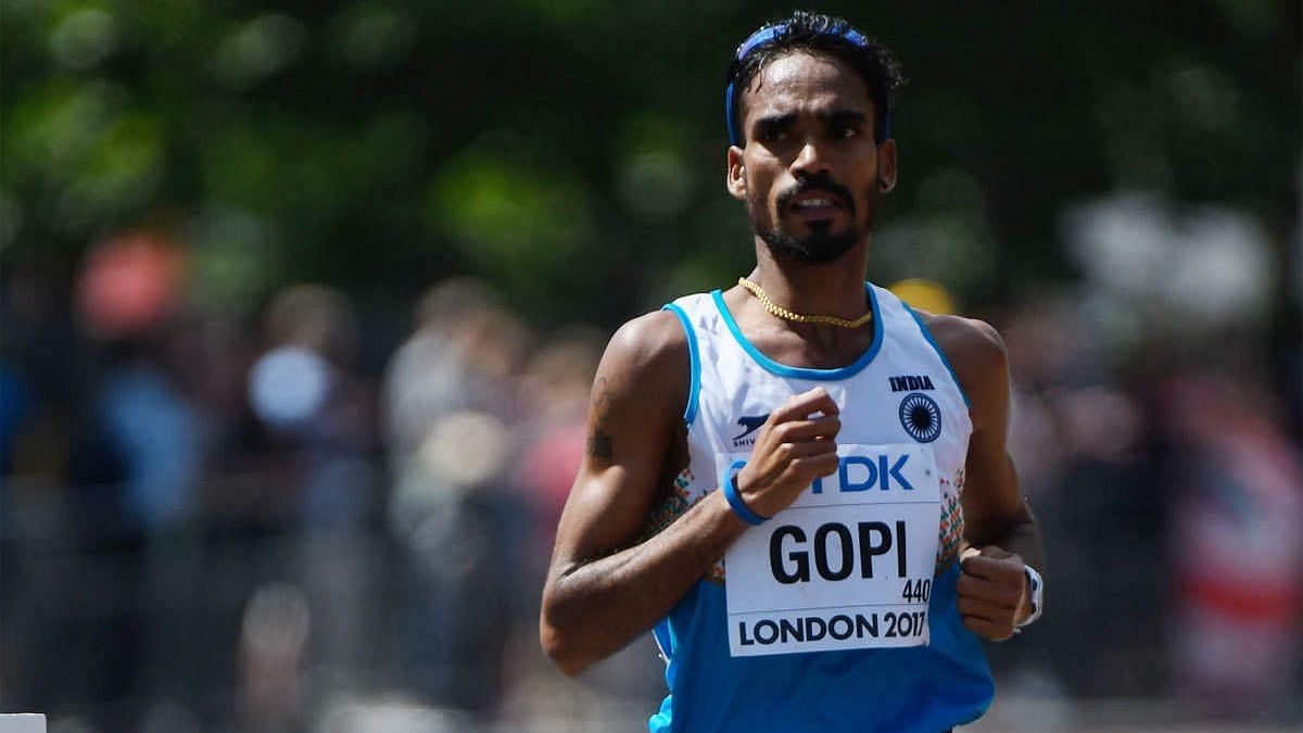 Marathon runner Thonakal Gopi in action.&nbsp;
