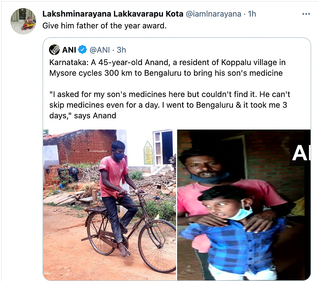 Karnataka: Man Travels 112 Km on Cycle to Get Medicines for Son