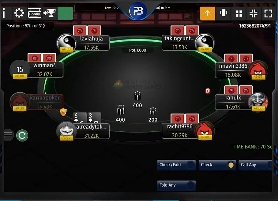 A virtual Poker table from the National Poker Series 