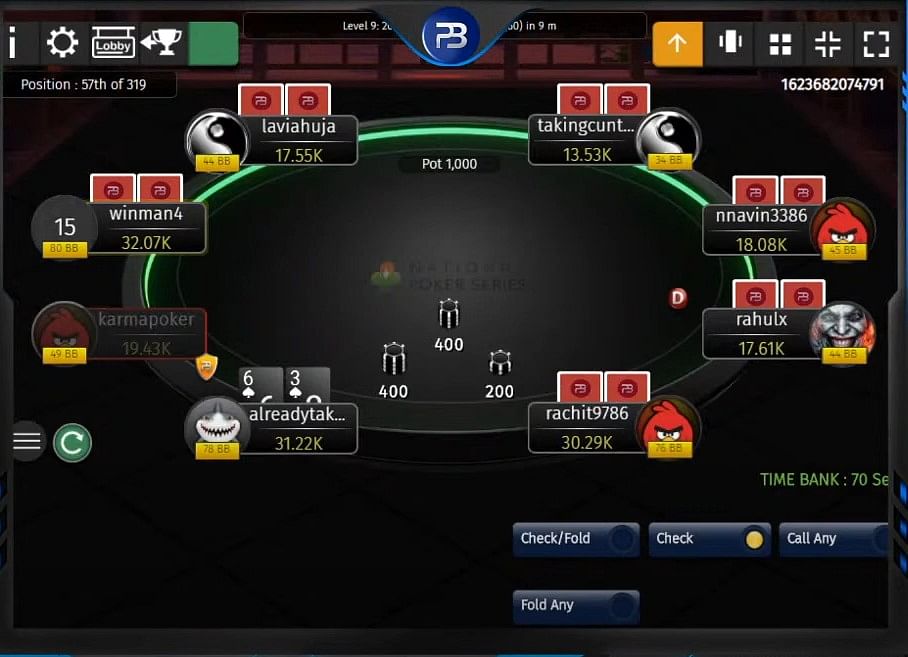 Meja Poker virtual dari National Poker Series&nbsp;