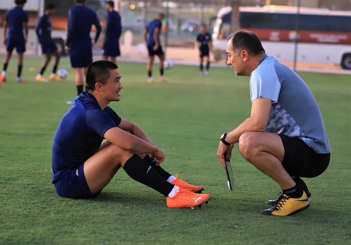 Indian football team head coach Igor Stimac with Sunil Chhetri.