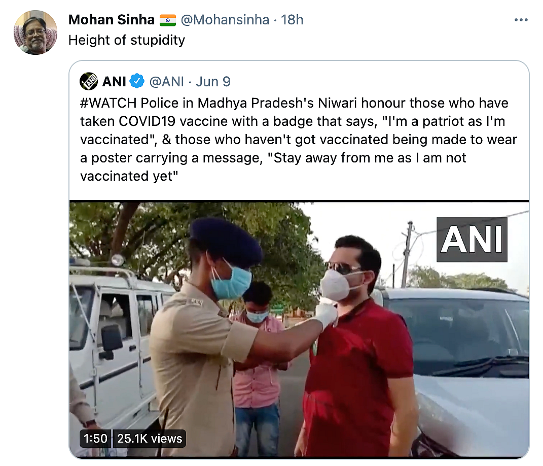 MP: People Get Tagged as Vaccinated/Not Vaccinated, Sparks Outrage