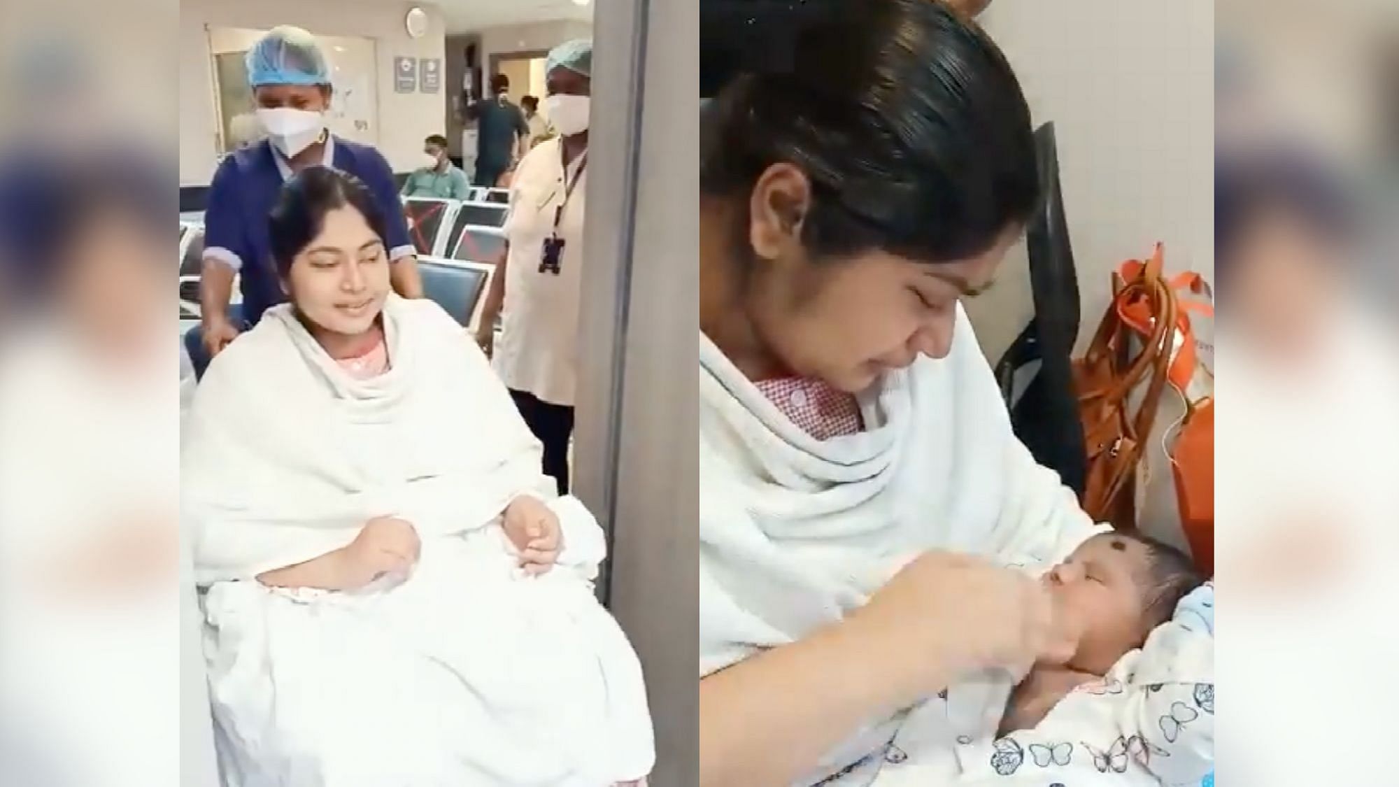 <div class="paragraphs"><p>Dr Arfa Sajadin with her newborn for the first time after recovering from COVID-19</p></div>