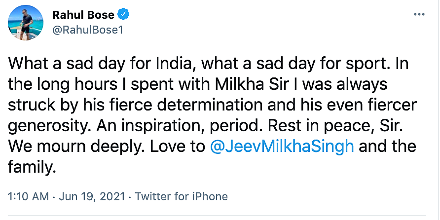 ‘Have a Golden Run in Heaven’: Bollywood Mourns Milkha Singh