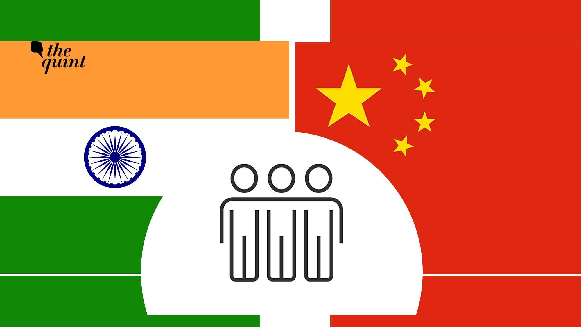 Image of Indian and Chinese flags used for representational purposes.