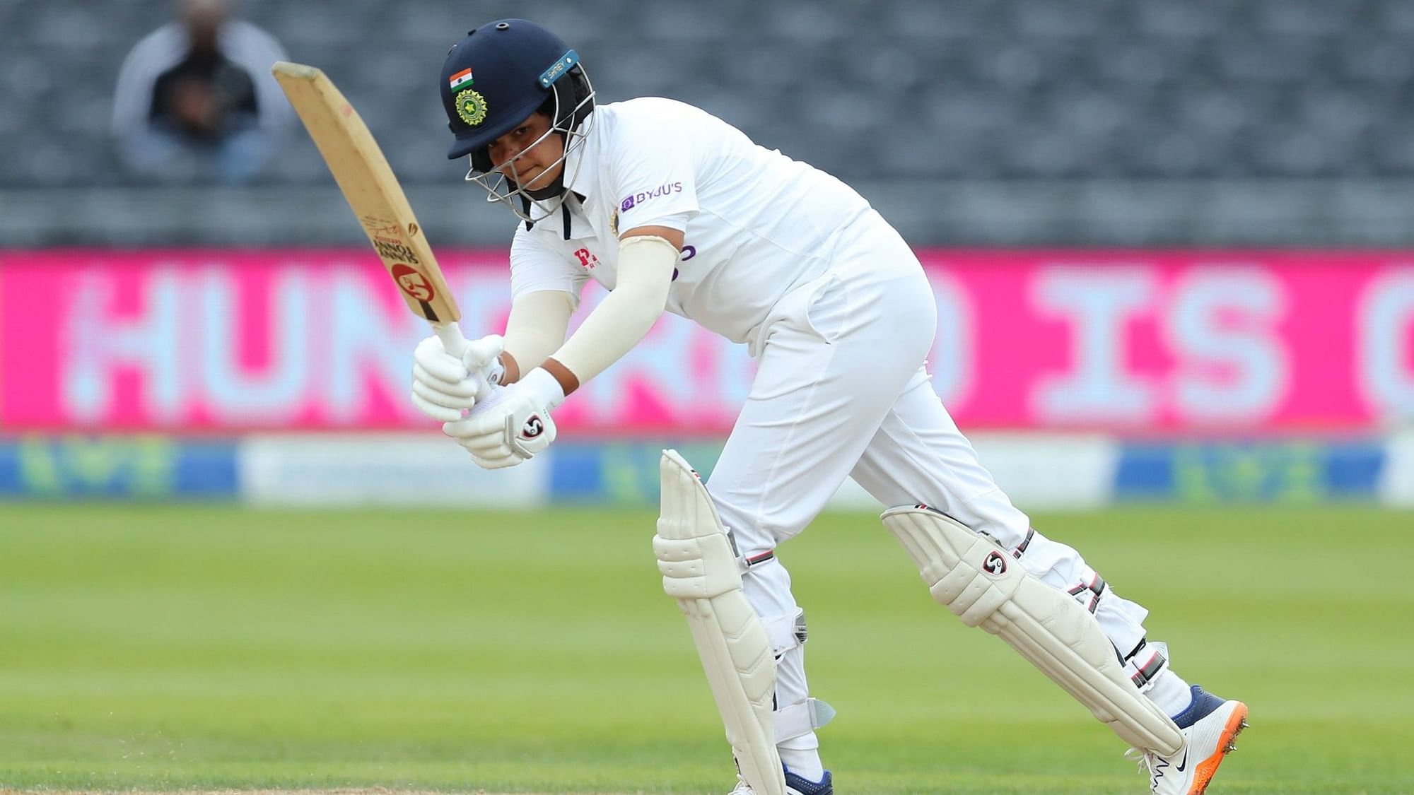 Shafali Verma finished Day 3 unbeaten at 55  in the one-off Test against England at Bristol.&nbsp;