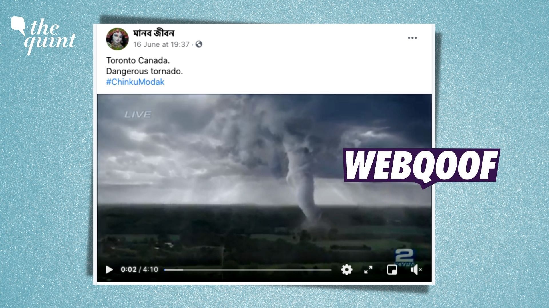 Clip from a 2014 film, ‘Into the Storm’ is being widely shared on social media with a claim that it shows a tornado which recently struck Toronto in Canada.