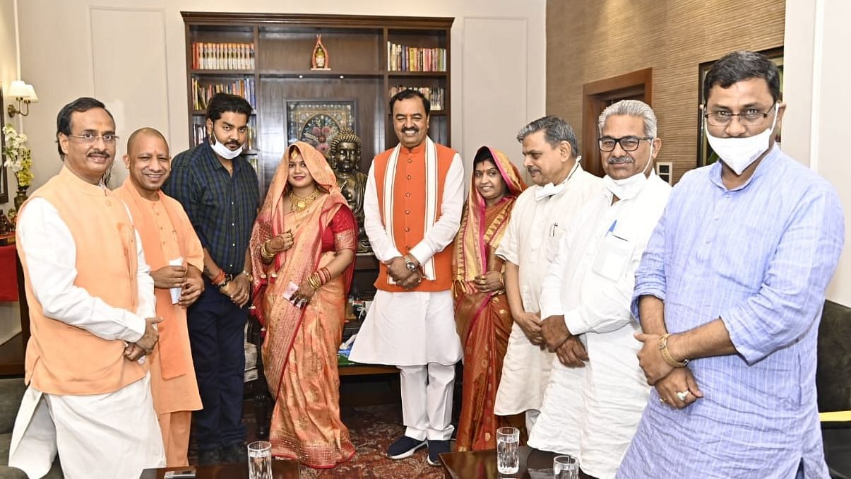 UP CM Yogi Adityanath visited Deputy CM Keshav Prasad Maurya’s house, along with certain senior RSS leaders.