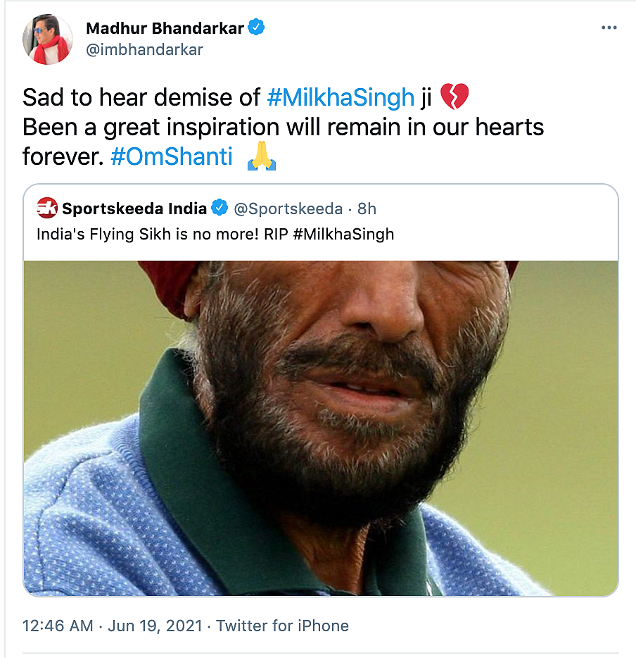 ‘Have a Golden Run in Heaven’: Bollywood Mourns Milkha Singh