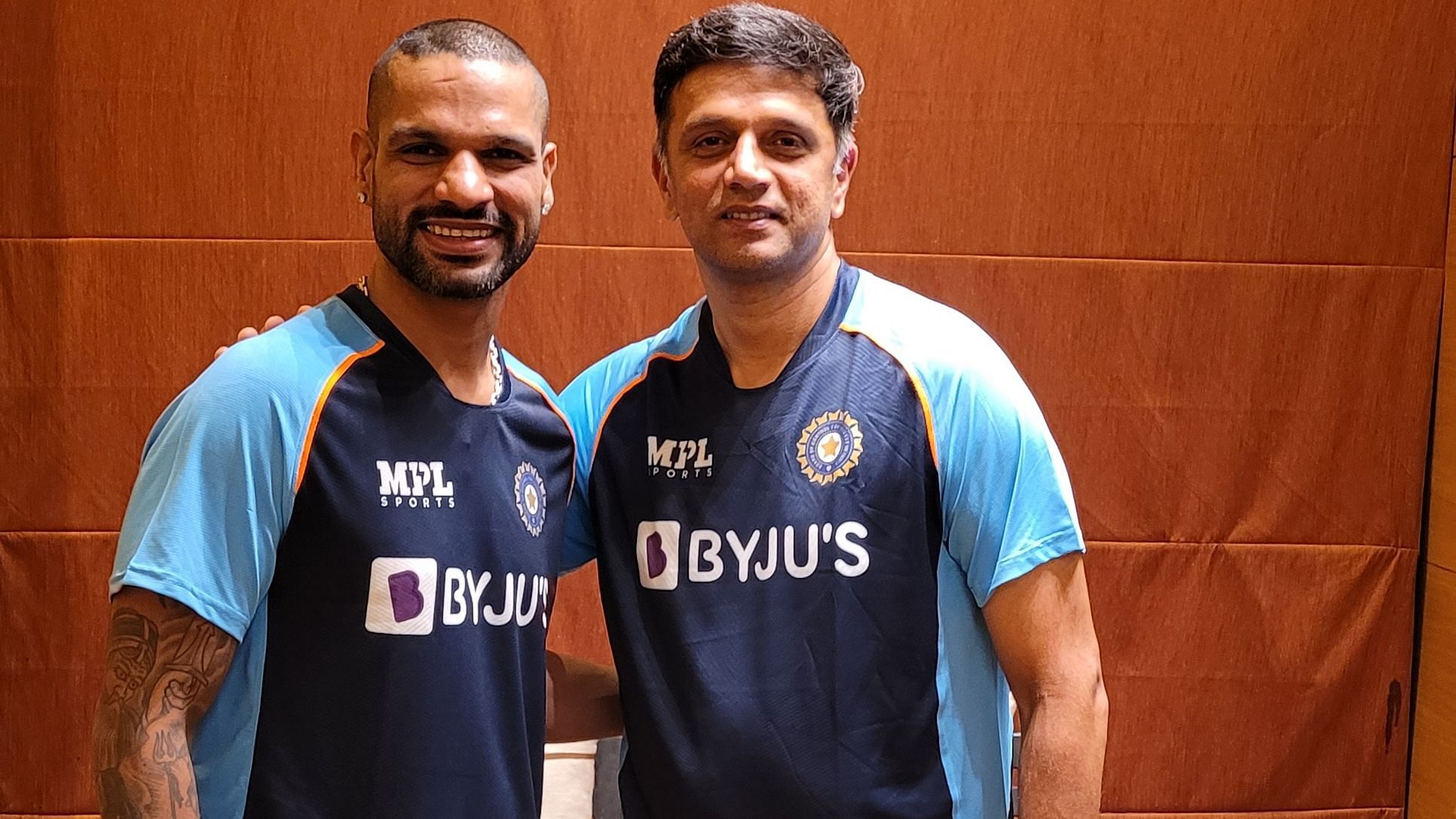 Rahul Dravid with Shikhar Dhawan, India’s coach and captain for the tour of Sri Lanka.