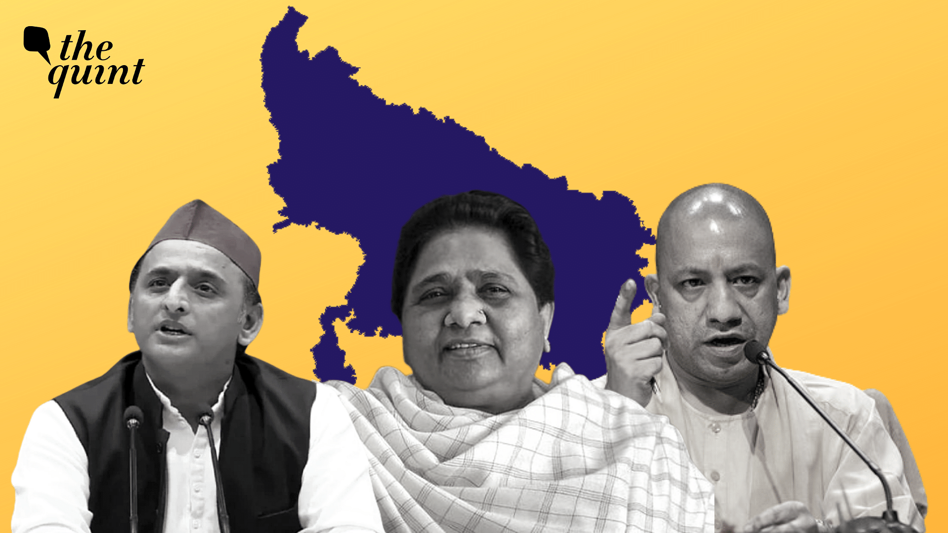 Akhilesh Yadav (left), Mayawati (centre), and Yogi Adityanath (right)