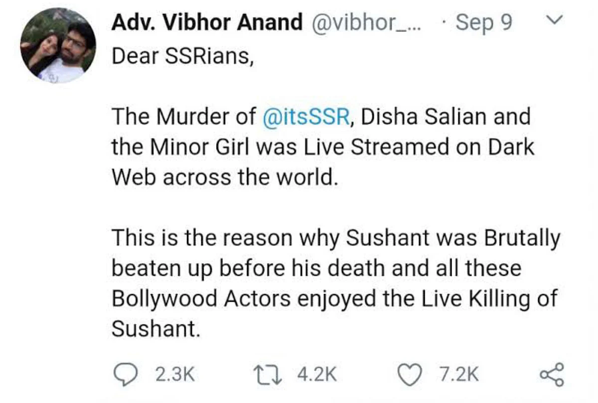 <div class="paragraphs"><p>Vibhor Anand's bizarre tweet. He was later arrested for peddling lies and defamation.</p></div>