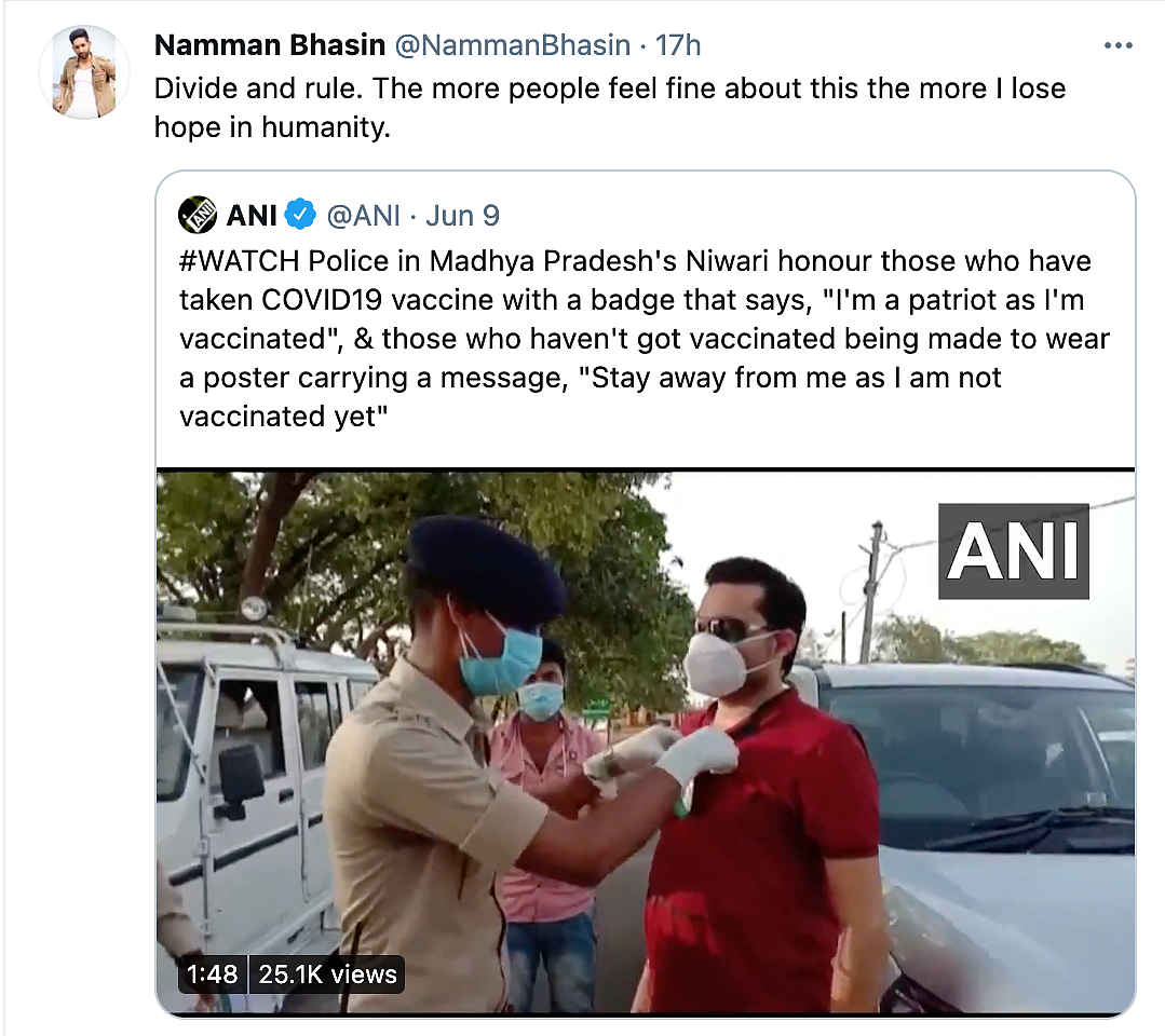MP: People Get Tagged as Vaccinated/Not Vaccinated, Sparks Outrage