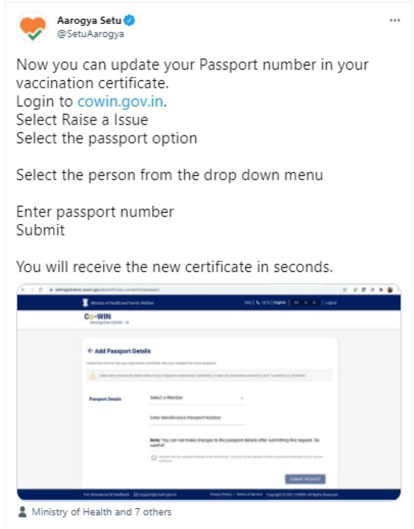 The platform now allows users to link thier vaccination certificates with their passports, for ease of travel.