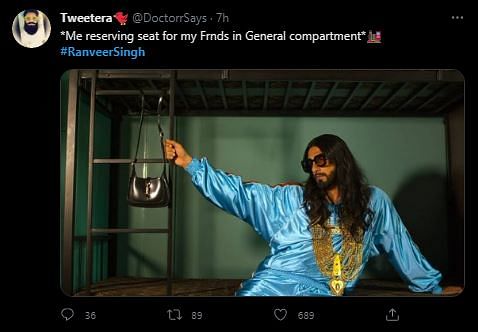 Ranveer Singh posed in an ocean blue tracksuit for a Gucci photoshoot.